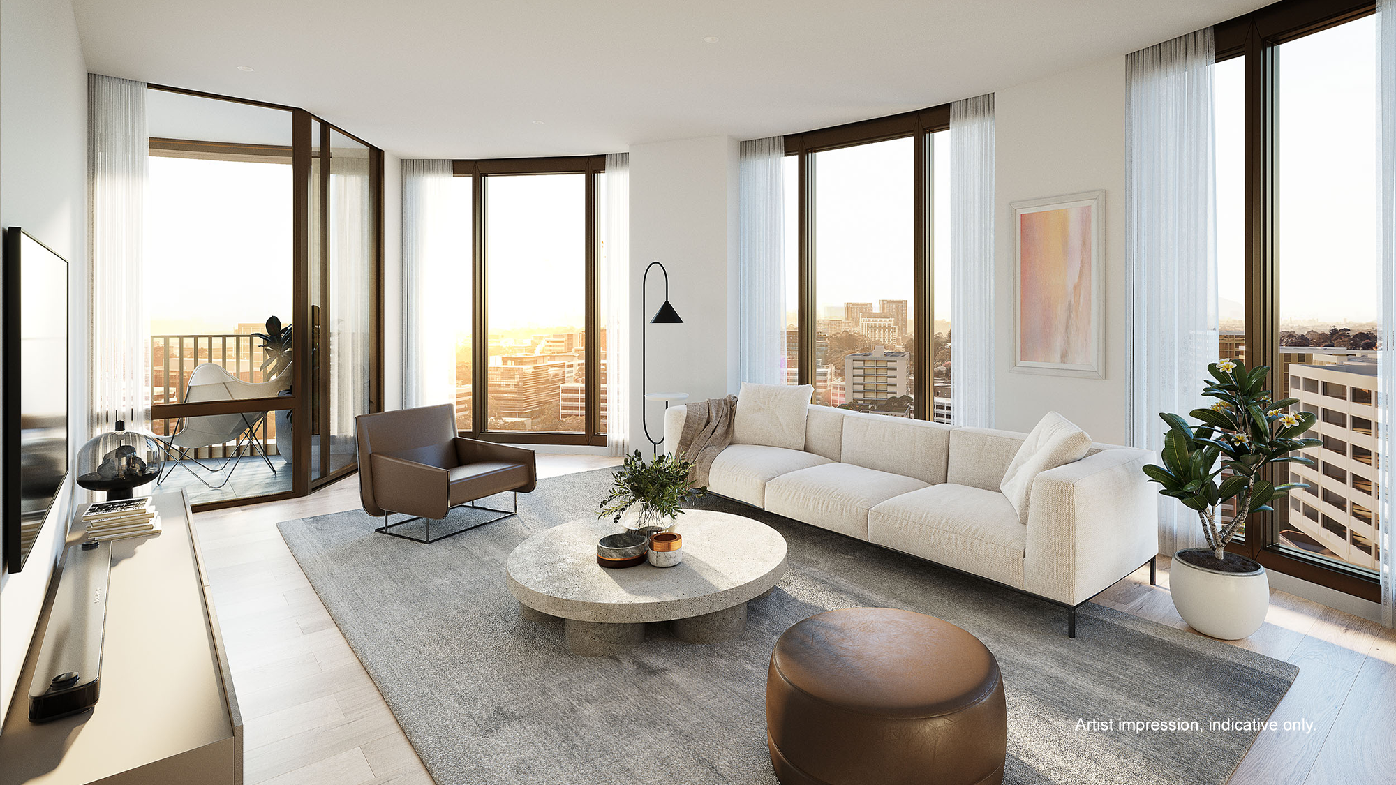 CGI living room Mac Residences