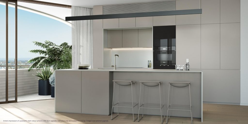 CGI Lacebark kitchen at Norwest Quarter