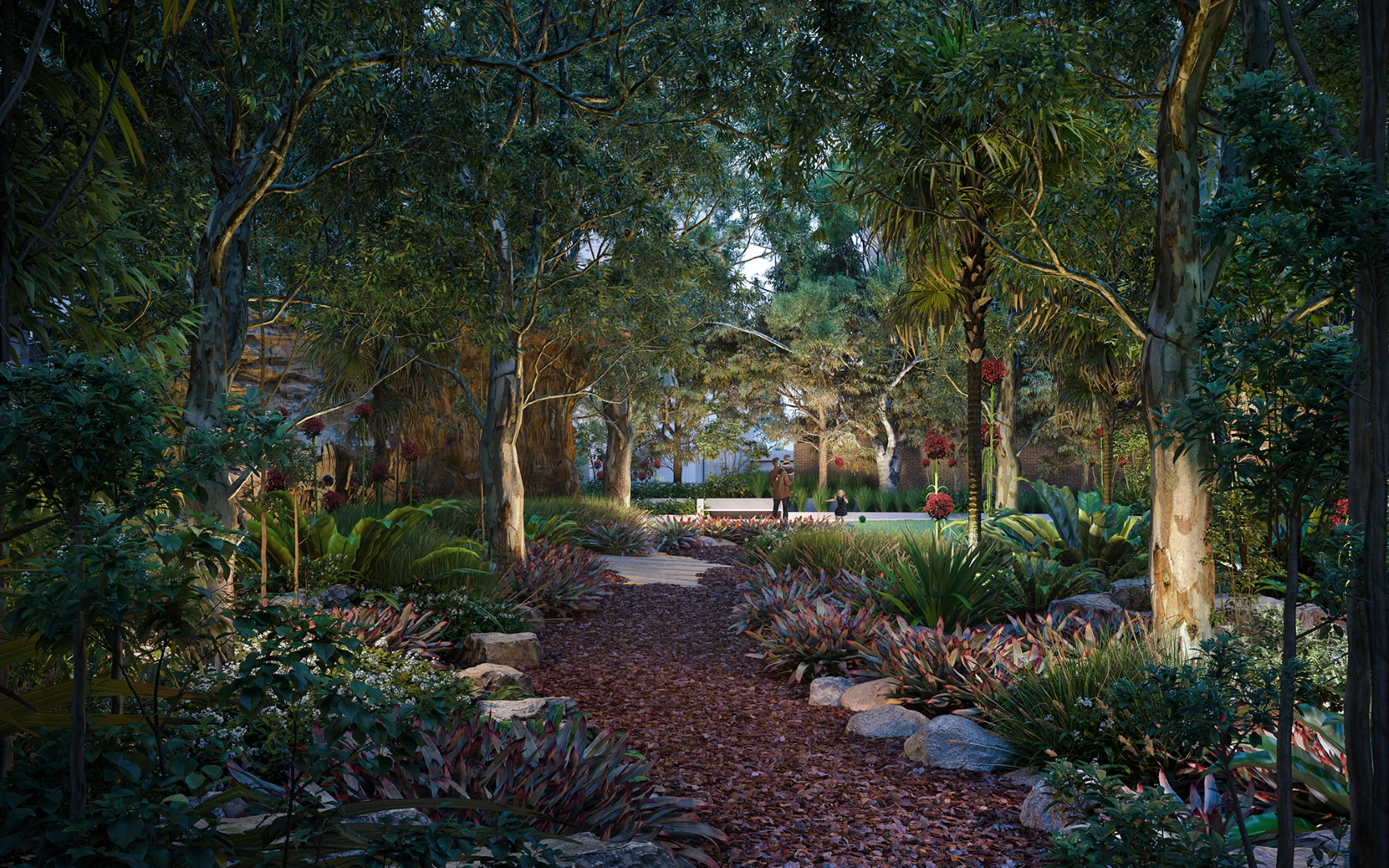 CGI communal space Melrose Park Village