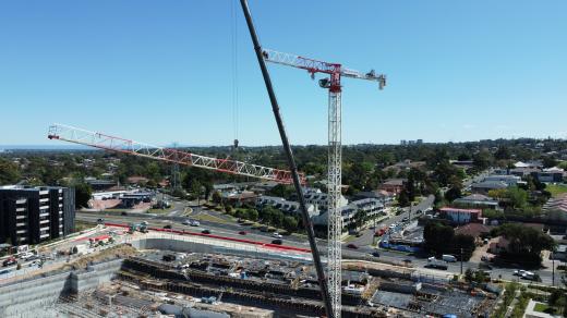 Crane install at Melrose Park Village